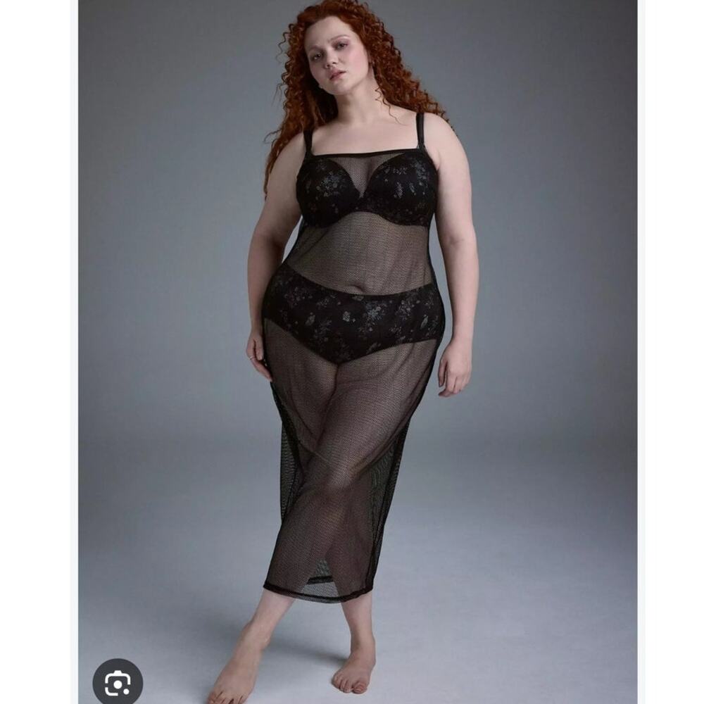 Torrid Nightfall Fishnet Maxi Slip Dress 4 4X 26 Goth Sheer Mesh Whimsygoth